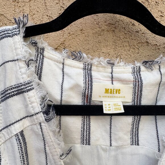 Anthropologie Maeve textured striped linen midi shirt dress 4P - Picture 4 of 4